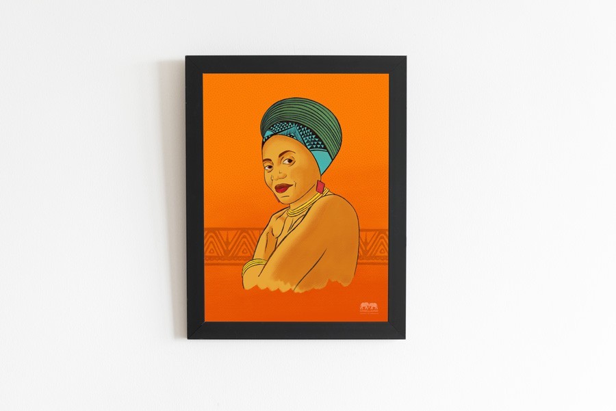 Overigen – portret Miriam Makeba – digitaal tekenen