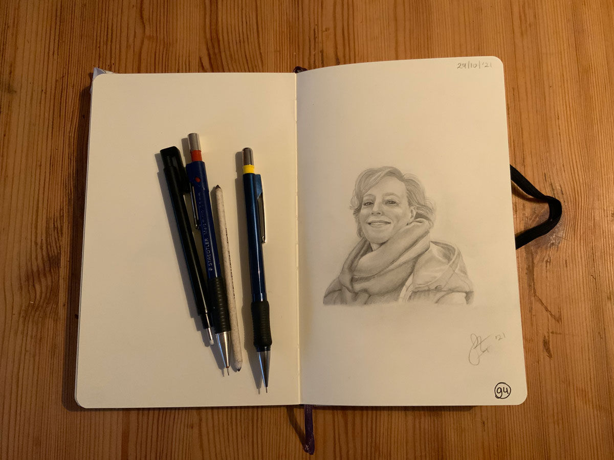 Schetsboek – zelfportret – tekenen