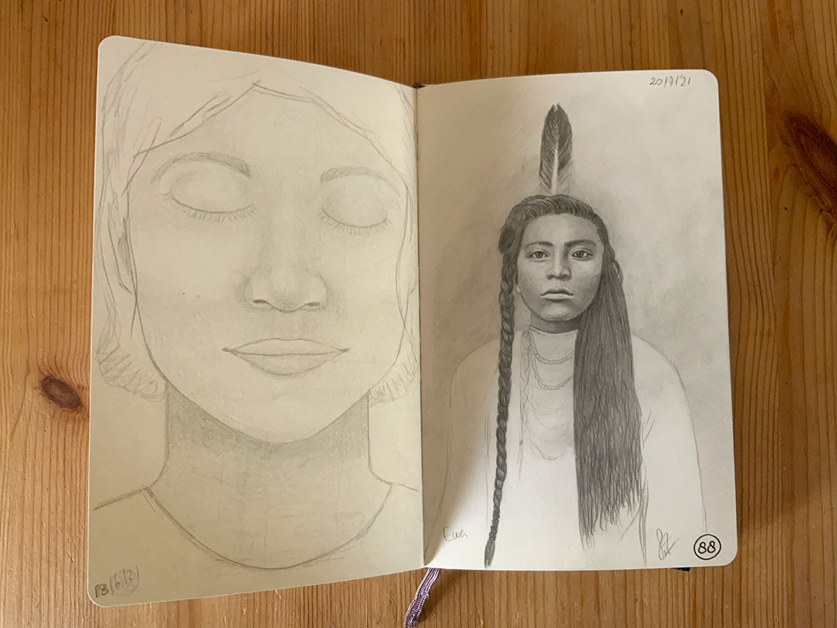 Schetsboek – native american – tekenen