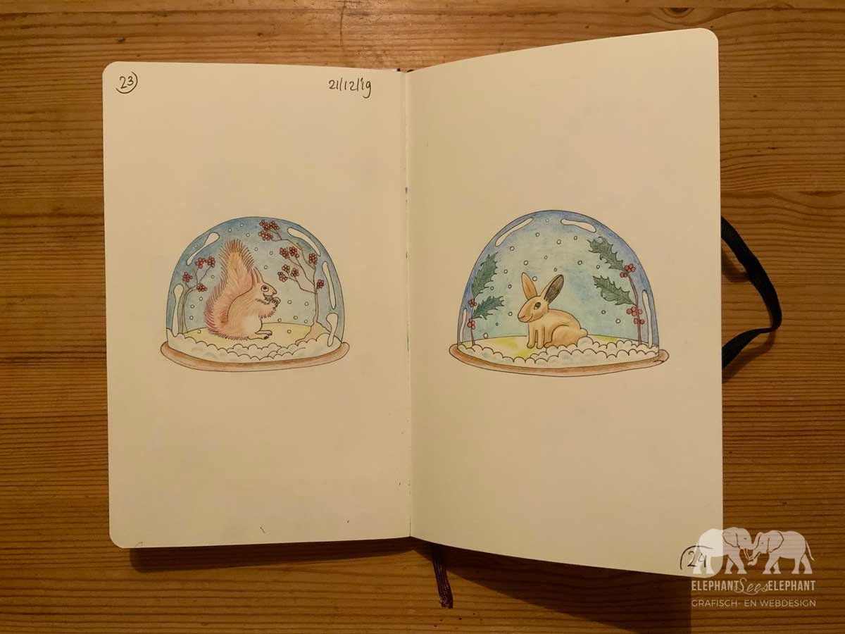 Schetsboek – Kerstmis sneeuwballen – tekenen